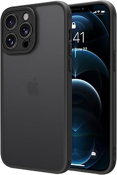 PinLiSheng Case for iPhone 12 Pro Max, Impact Resistant, Prevents Fingerprint Marks, Non-Slip, Matte, Semi-Transparent, No Yellowing, Lens Protection, US Military MIL Standard, Smartphone Cover, Black