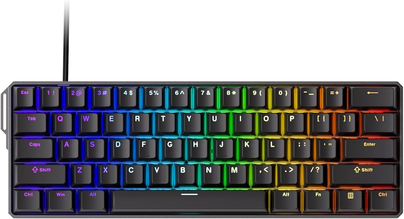 MONSGEEK FUN60 Ultra Rapid Trigger Gaming Keyboard 8k Magnetic Switch TMR Aluminum Wired Keyboard 60% Black Shine-Through MagMech, Glare Magnetic Switch