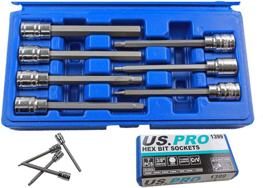 Bergen Long 7pc 3/8 HEX BIT SOCKET SET 3-10mm allen key B1123