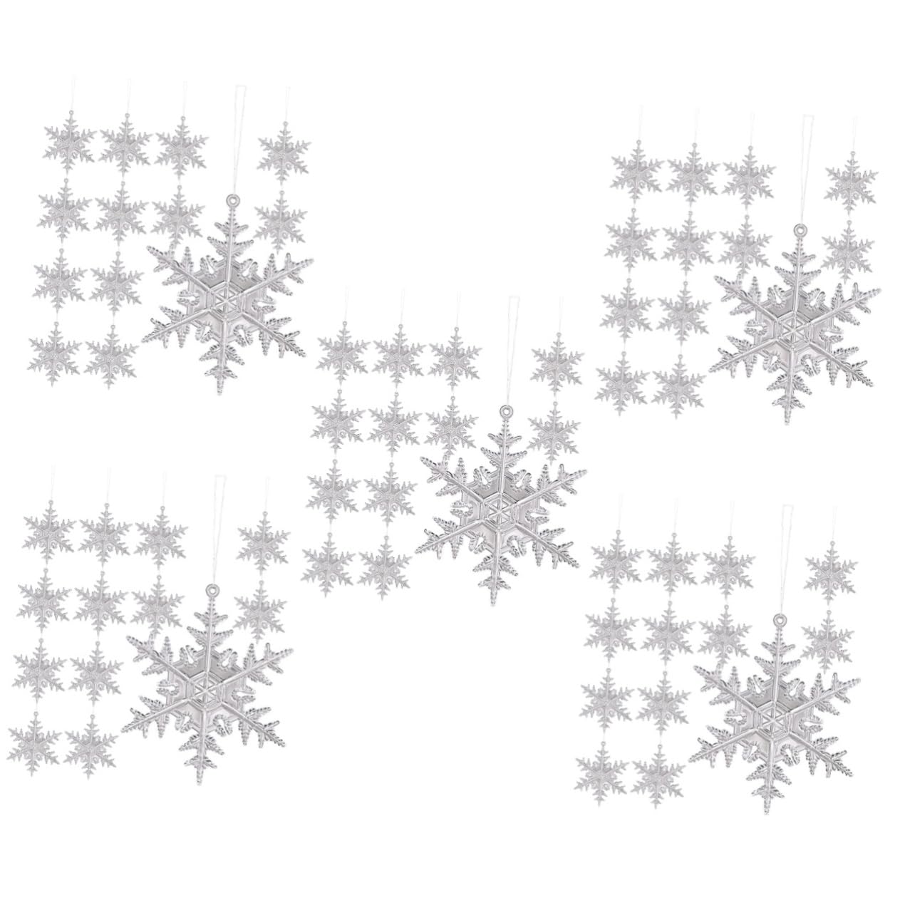 Cabilock Lot De 5 Décorations De Noël en Acrylique À Suspendre Flocons De Neige Décorations Festives À Suspendre 12 Pièces X 5