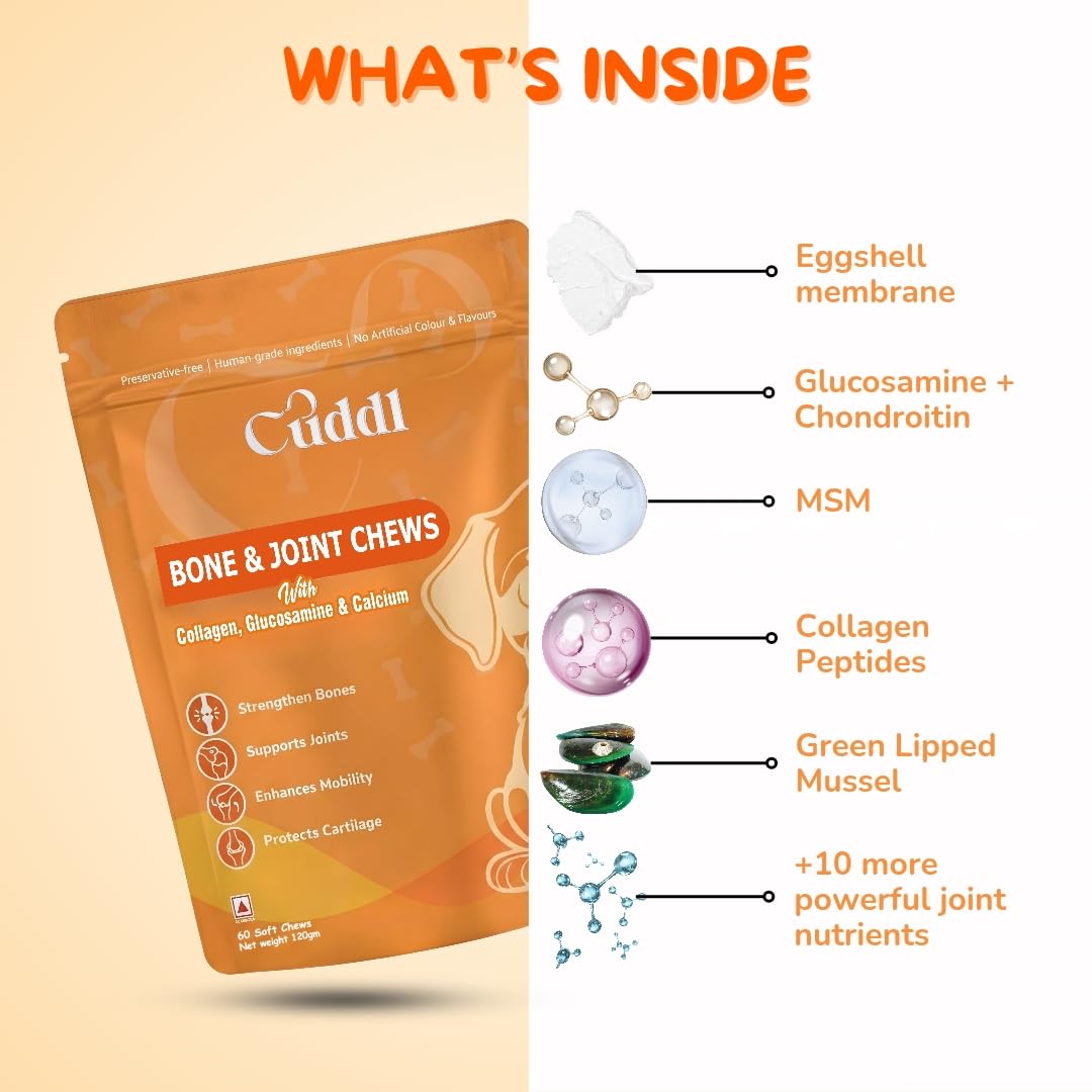 Cuddl Hip & Joint Supplement for Dogs | Mobility, Pain Relief & Cartilage Care Chews | Glucosamine, Collagen, Calcium, MSM, Turmeric, Fish Oil | Senior & Adults | No Fillers & Preservatives — Amazon image 2