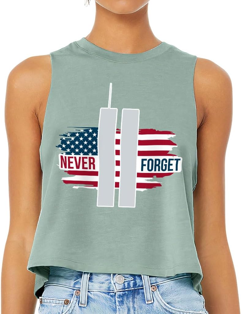 Never Forget Racerback Cropped Tank - USA Lovers Gifts - Cool Items