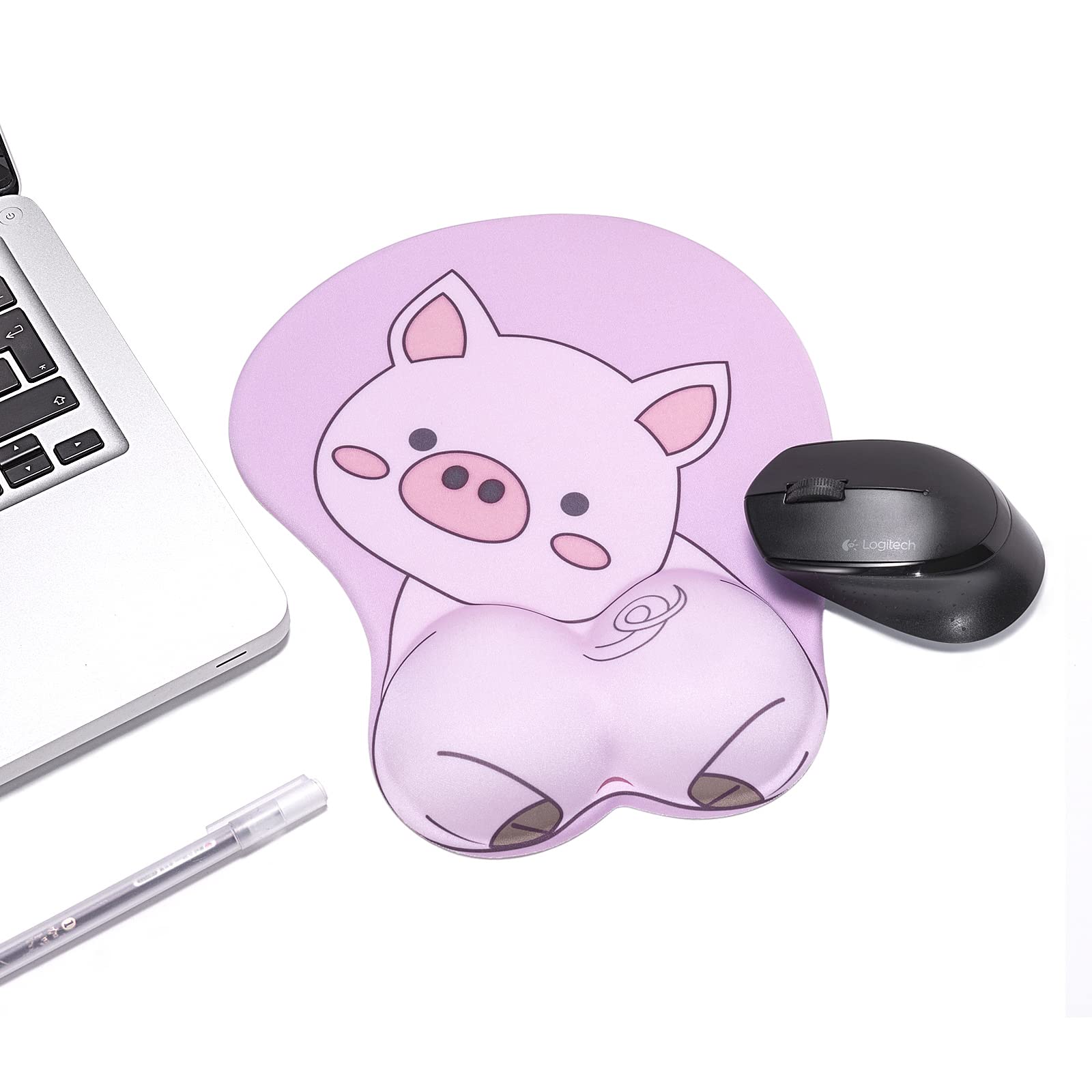Podkładka pod mysz z poduszką żelową, różowa Kawaii, podkładka pod mysz KAIGOBOX z motywem świnki, żelowa, podkładka pod mysz, ergonomiczna podkładka pod mysz do domu i biura, antypoślizgowa podkładka