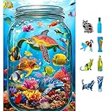 PuzzOne 500 Pieces Puzzles for Adults - Ocean World in Glass Bottle, Challenging Impossible Hard Difficult Stunning Art Wall Decor, Gift for Adults Jigsaw Puzzles Lovers, 23 x 15 inch