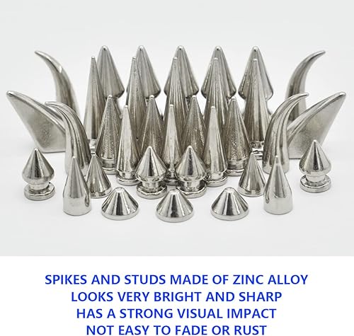 Miniatura 6 de 150 juegos de picos y tachuelas punk, 13 formas de clavos de cono de cuero, remaches góticos con tornillos traseros con herramientas de instalación