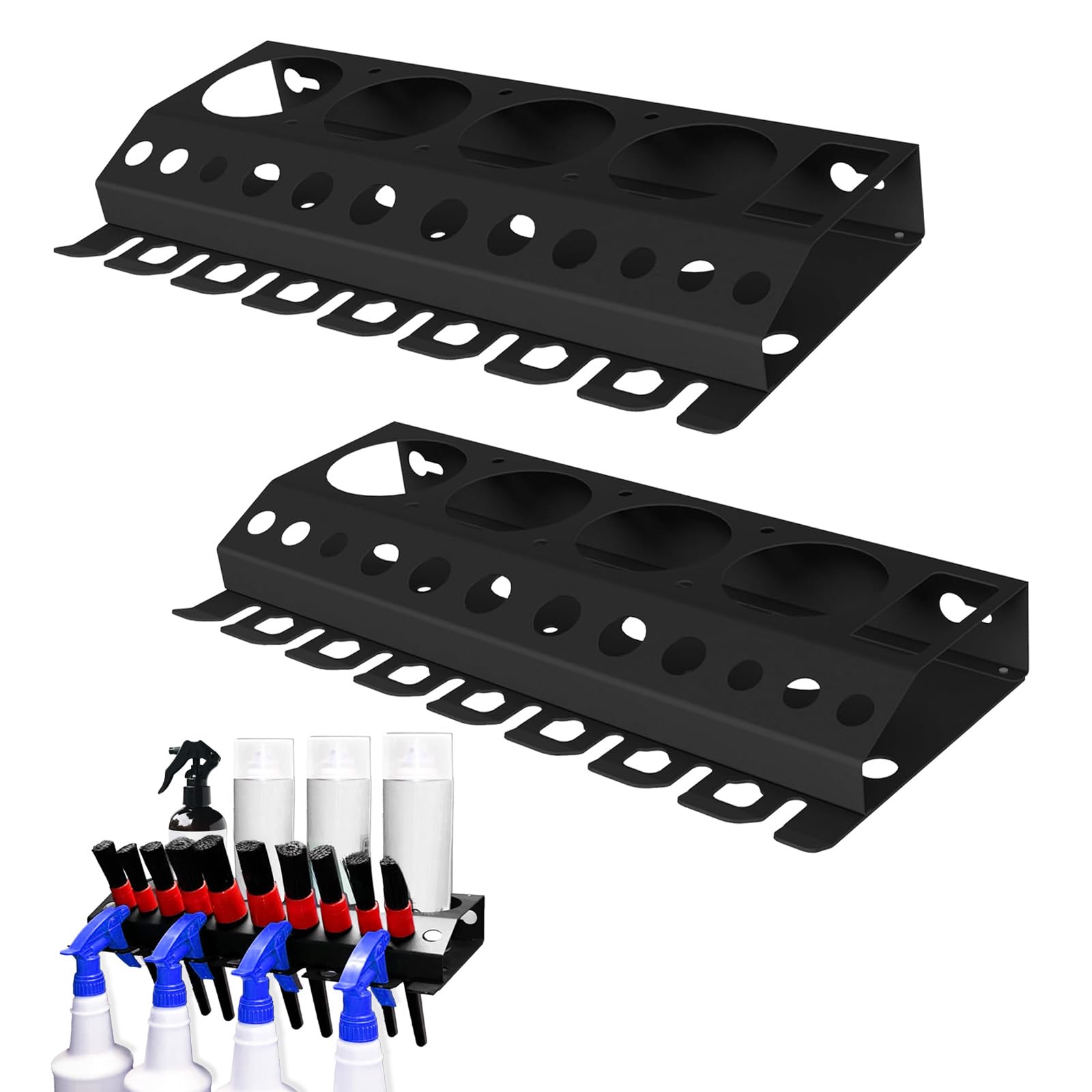 Porta Bombolette Spray, 2PCS Porta Bombolette Spray Mensola Da Parete Mensola Portaoggetti Supporto Da Officina Per Bombolette Spray Foro Per Spazzola 4 Slot Porta - 40 * 17cm