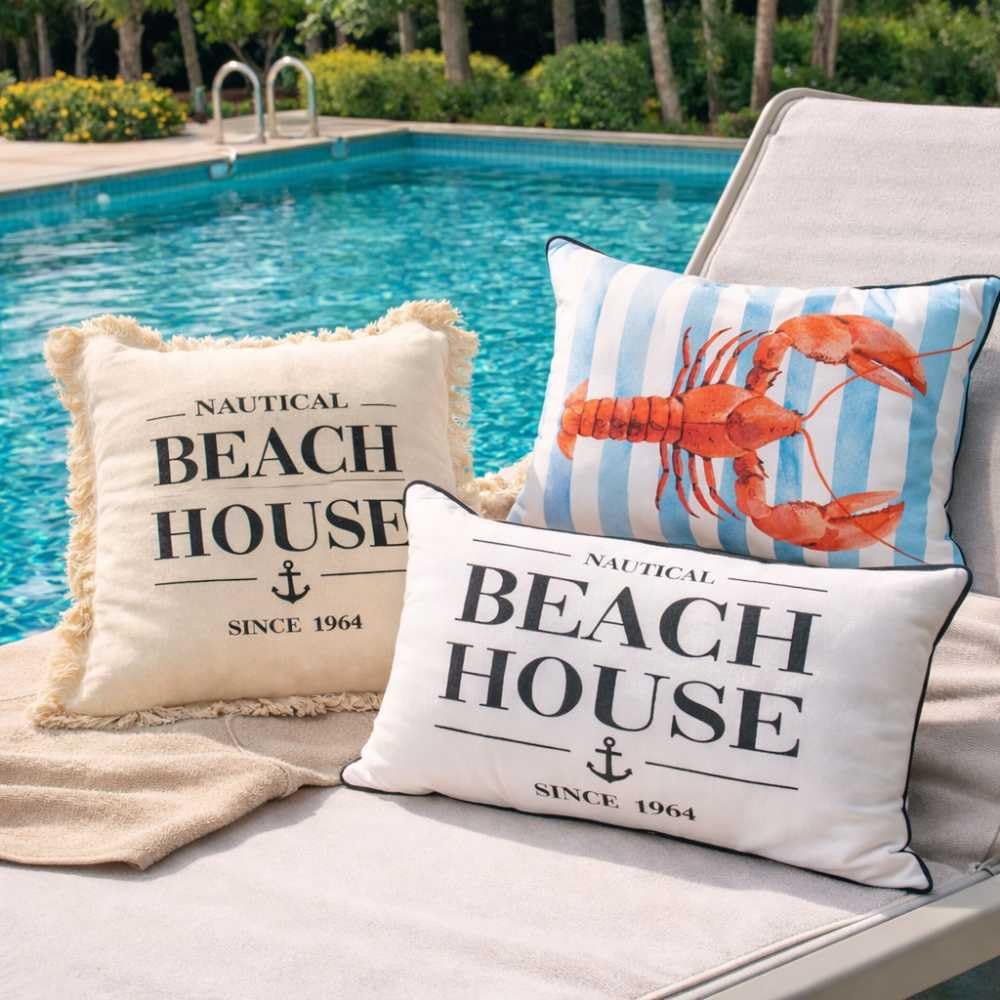 AltoBelli Kissen Beach House Beige mit Füllung 45x45 cm Maritime Deko
