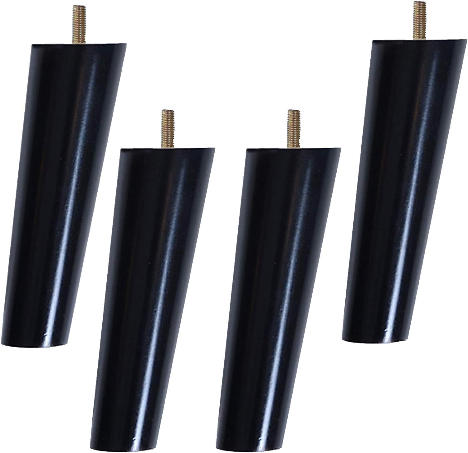 Rhllvj Oblique 4 Pack Solid Wood Sofa Feet Tapered Coffee Table Feet Tv Cabinet Feet With Threaded M10 Hook Bolt, Black (Straight 70 Cm/27.6 In)(,30Cm/11.8Inch)