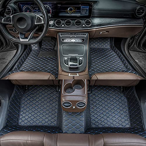 Car Floor Mats Fit for Chevy Impala 1997-2022 Custom Making All Weather Non-Slip Leather Floor Liners (Select: for Impala 2014-2019/Black-Blue)