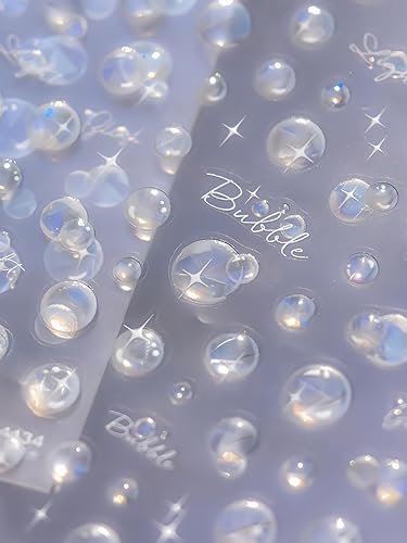 SoftSoul Light Bubble Nail Stickers 5D Embossed Premium Salon-Quality Nail Charm Accessories, Easy Application & Self-Adhesive Ocean Aurora Sticker for DIY Manicure, Nail Art, Press on, Home or Salon - Bubbly Dreams