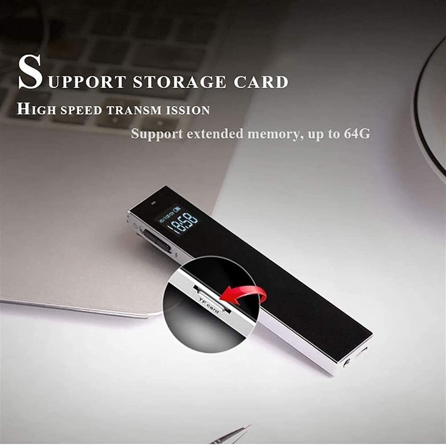 Przenośny cyfrowy dyktafon HD Stereo Audio Nagrywarka Audio z dwoma mikrofonami do konferencji, spotkań i zajęć (16 GB)