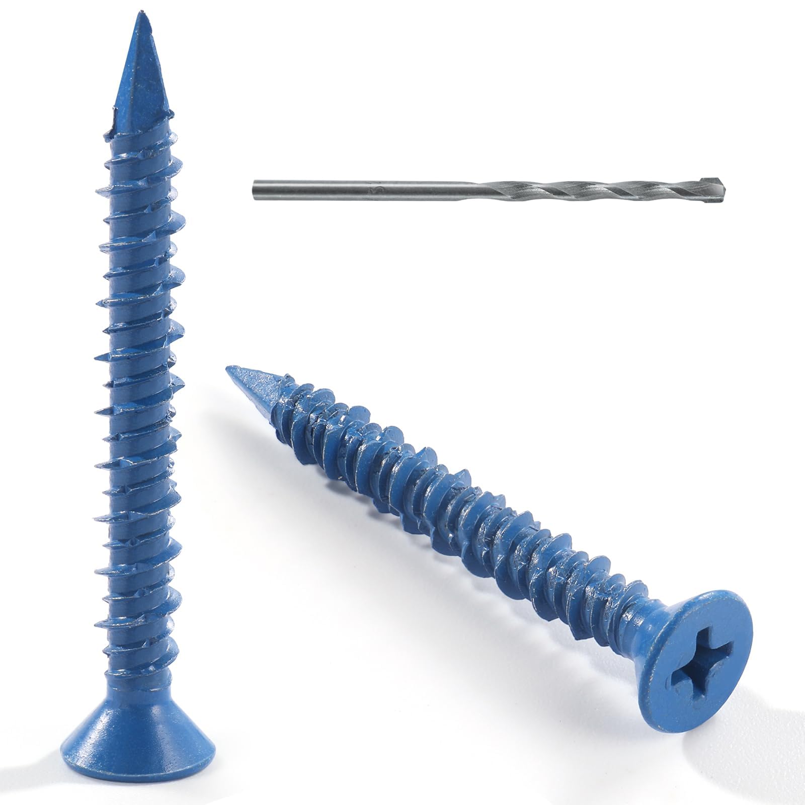 1/4 x 2-1/4 Inch 40Pcs Flat Head Concrete Screws, Screws Anchor with Drill Bit,for Masonry, Block, Brick, Cement,Stucco, No Pre Drilling, Diamond Point