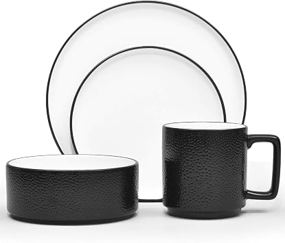 Noritake ColorTex Stone Black 4-Piece Place Setting, Service for 1