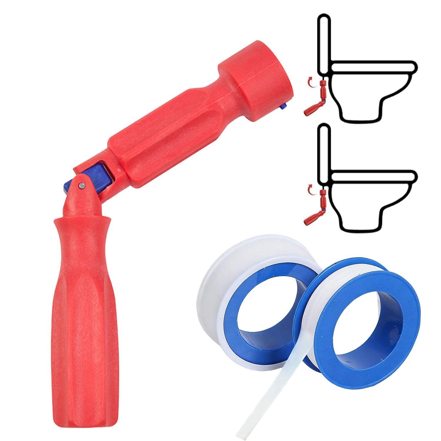 1 Toilet Seat Removal Wrench and 2 Rolls of Raw Material Belt, Installation and Maintenance Wrench, Practical and Durable Hand Tool, Suitable for Household Toilet Removal and Installation.