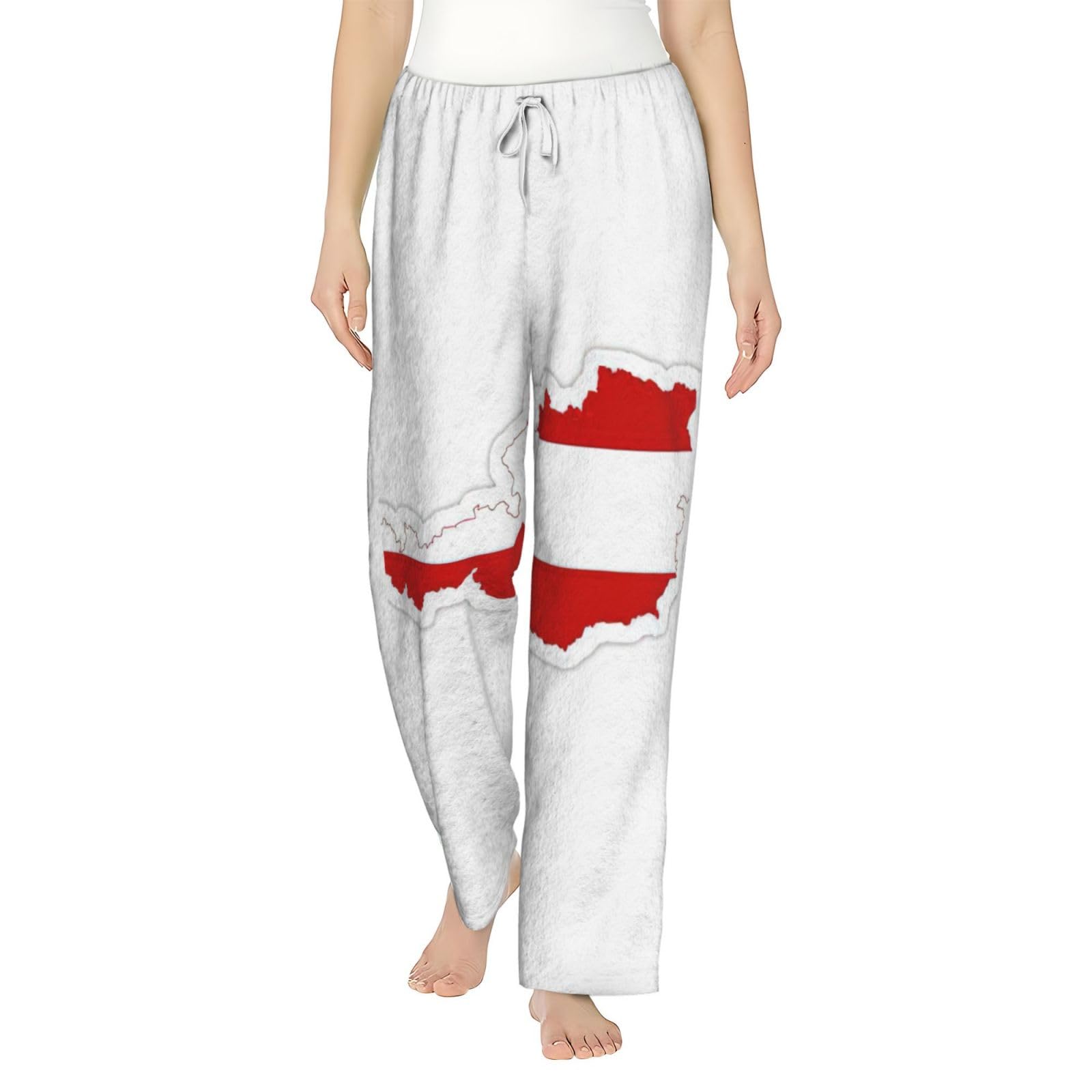 Damen-Schlafanzughose mit österreichischer Flagge, Flanell, warm, bequem, für Urlaub, Weihnachten