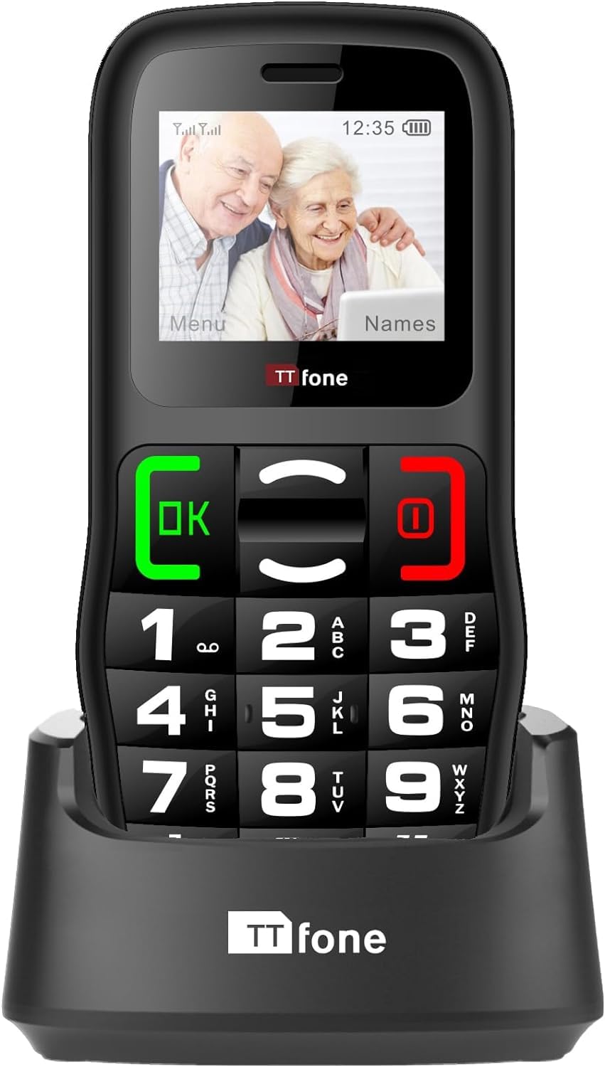 TT220 Big Button Mobile Phone for the Elderly with Emergency Assistance button, talking keys, long battery life, torch, Bluetooth, Simple easy to use (with Dock Charger)