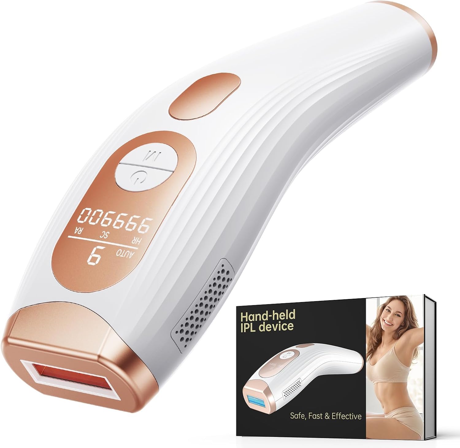3 en 1 Depiladora Laser, 600NM-1200NM IPL Depiladora de Luz Pulsada, 9 Niveles Energía Laser Depilacion para Hombres Mujeres y Cuerpo - 999,900 Flashes