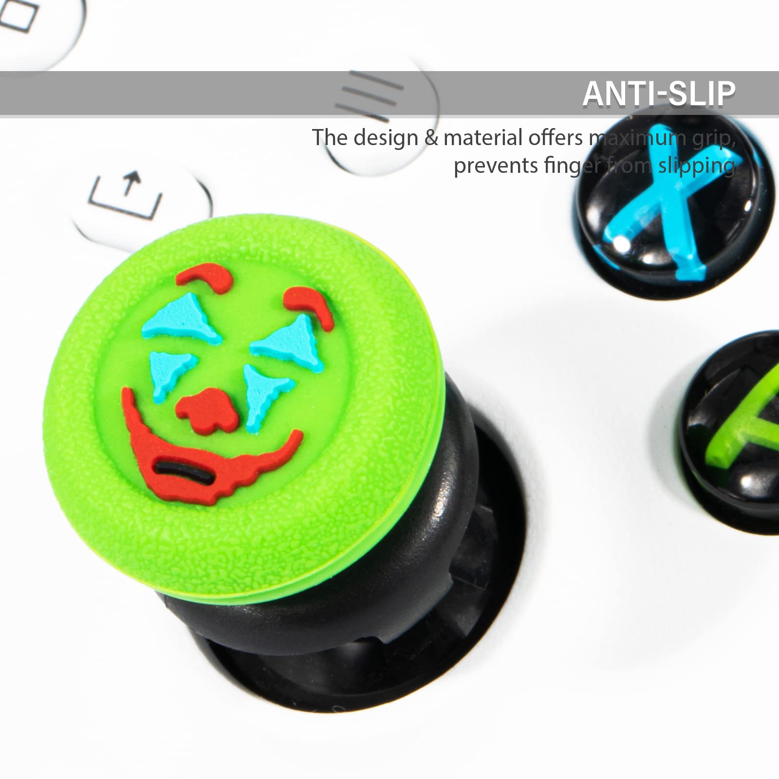 FPS Thumbstick Grip Agarres Pulgar Extensor x 2 Y Silicona Apretón Cubrir Grip x 4 para Xbox Series X/S & Xbox One Mando (Joker Verde Negro)