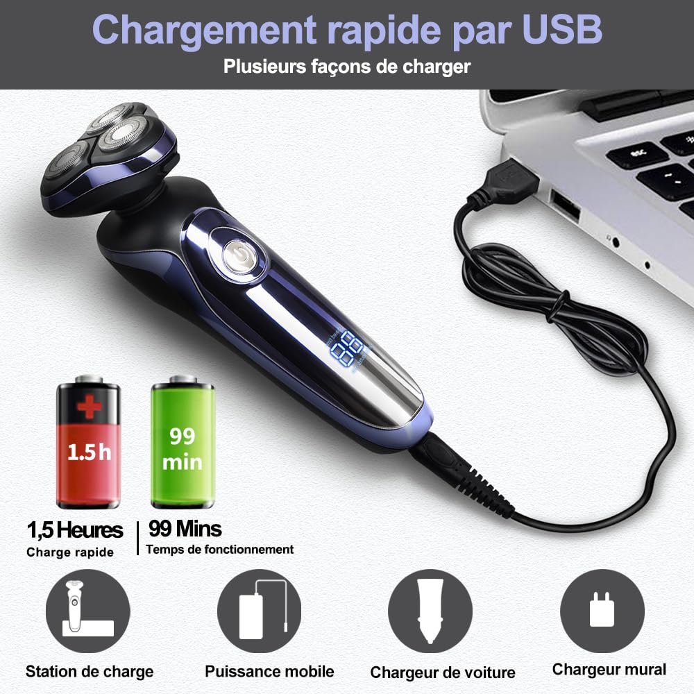 Rasoir électrique pour homme 5en1 YONGYAO afeitadora seco y húmedo rotativa