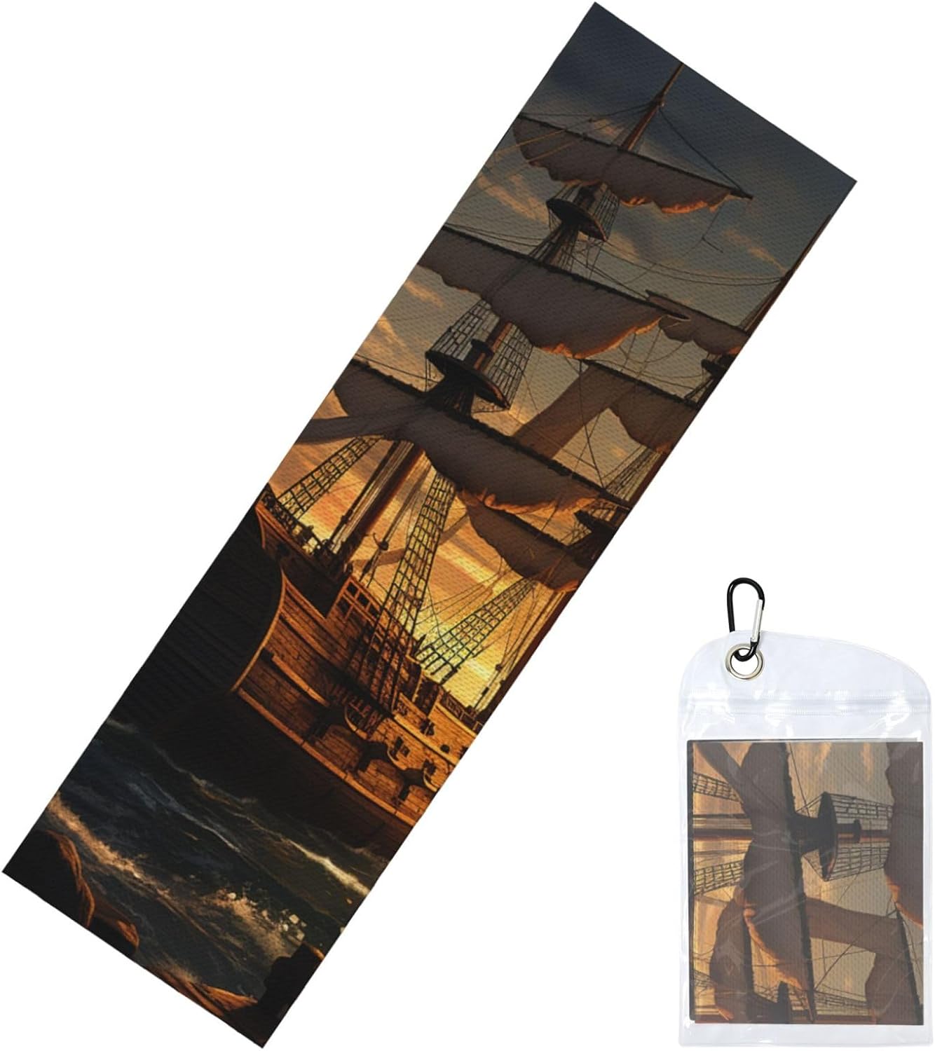 Fantasy Pirate Ship Cooling Towel Cold Exercise Towel, Soft Breathable Ice Towel Microfiber Gym Towel with PVC Pouch for Yoga Golf Gym Fitness 40″X12″