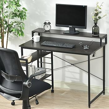 Amazon.co.jp: パソコンデスク キャスター付きで移動可能ラック付き