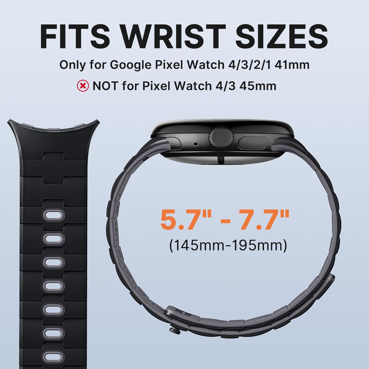 Bandletic Magnetic Silicone Bands Compatible with Google Pixel Watch 4/3/2/1 41mm for Women and Men, Rugged Soft Sport Strap Replacement Wristband