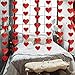 LeeSky 6Pcs Red Glitter Heart Garland Valentine's Day Banner Decorations for Parties