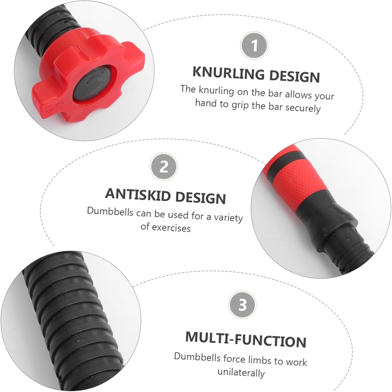 Healifty 2pcs Dumbbell Bars with Spinlock Collar and Nuts Weight Lifting Handles for Strength Training Gym Workouts Secure Knurled Grip for Arms Shoulders Legs and Back Random Color