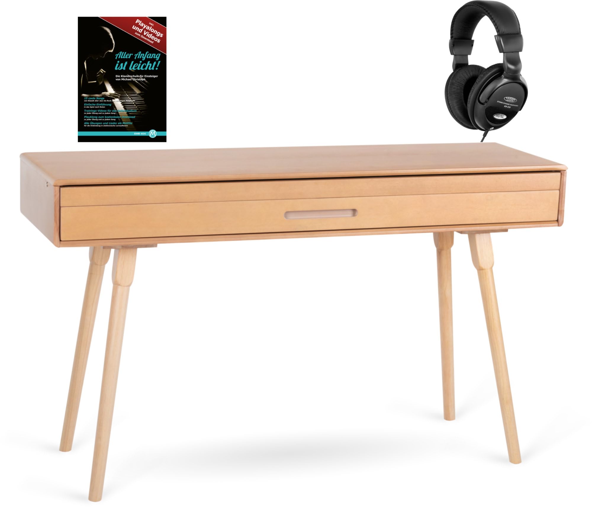 Classic Cantabile DP-730 OK Piano chêne set - numérique 88 touches clavier pondérée action de marteau - Table avec piano électrique intégré - Casque et pédalier inclus - USB MIDI et prise casque