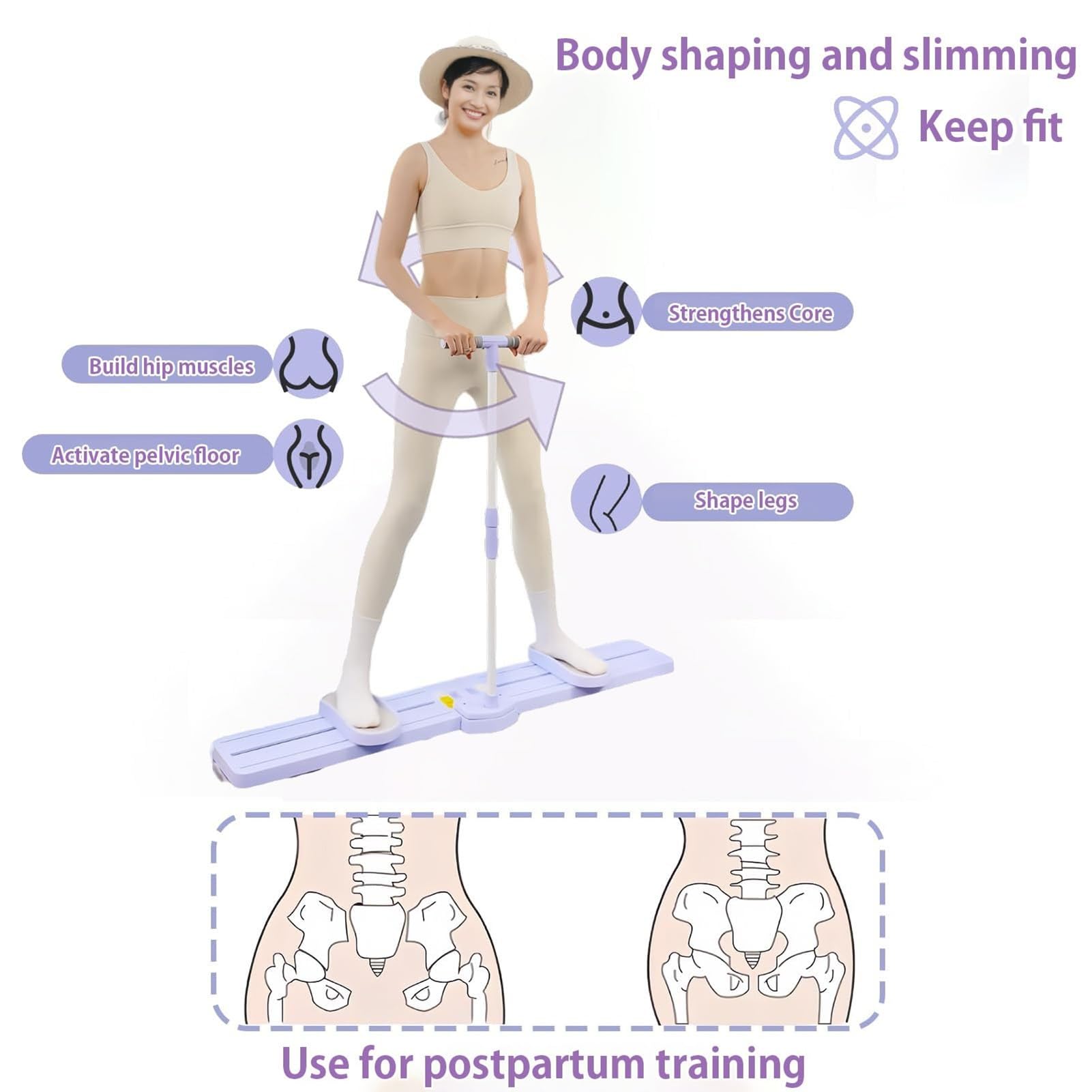Machine à ski d'entraînement du plancher pelvien, machine d'entraînement de ski en intérieur, appareil d'entraînement de renforcement musculaire du plancher pelvien for femmes, machine à jambes, corps