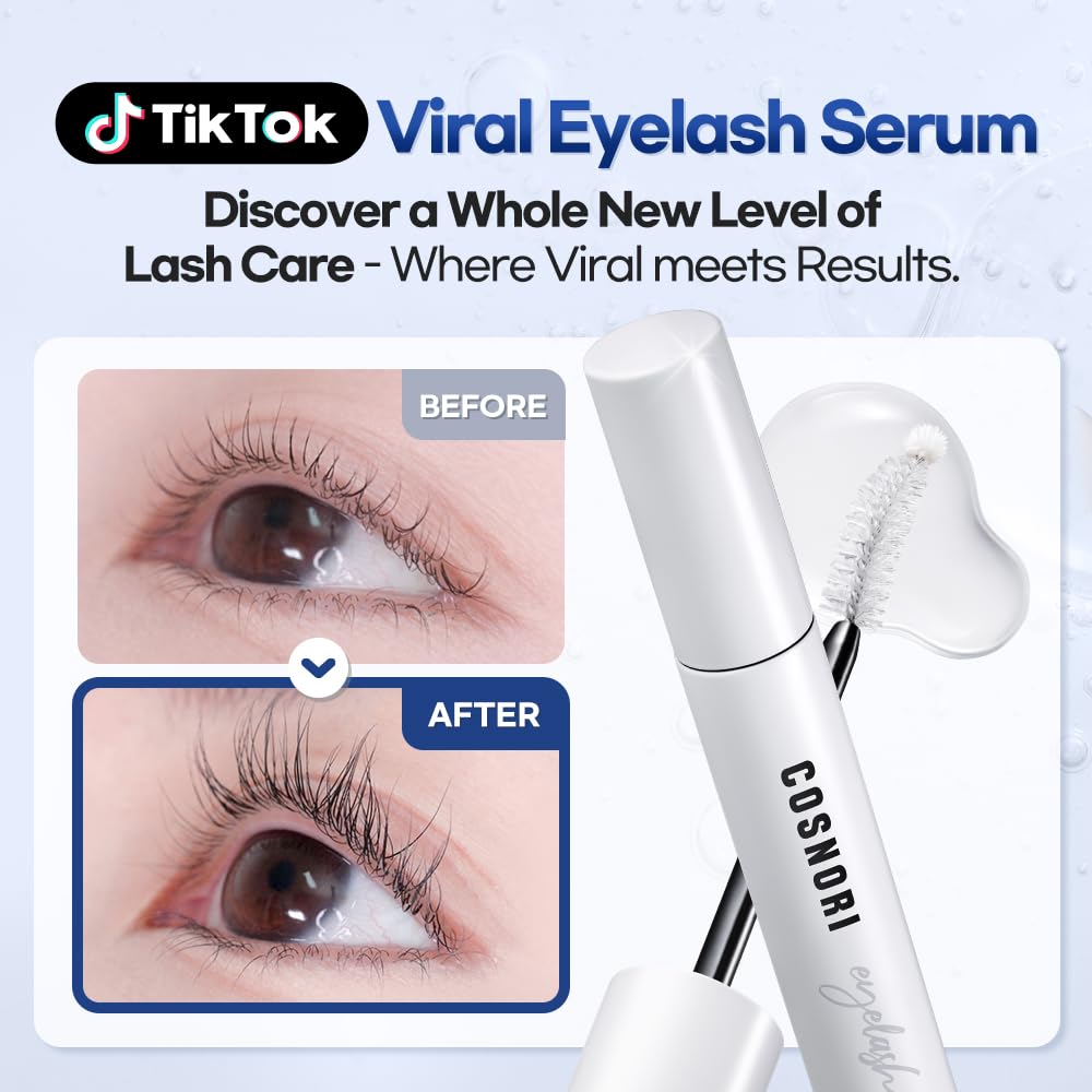 COSNORI Long Active Eyelash Serum - Korean Eyelash Boost Serum - Eyebrow Growth Enhancer for Longer and Thicker - Vegan Prostaglandin Free & Non Irritating - Peptides, Hyaluronic Acid, 0.3 fl.oz. - Image 3