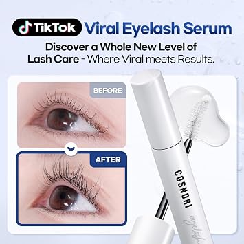COSNORI Long Active Eyelash Serum - Korean Eyelash Boost Serum - Eyebrow Growth Enhancer for Longer and Thicker - Vegan Prostaglandin Free & Non Irritating - Peptides, Hyaluronic Acid, 0.3 fl.oz.