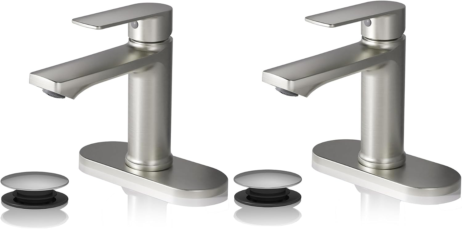 BELZ Brushed Grey Bathroom Faucet, Modern Single Handle One Hole Bath Vanity Sink Faucet for 1 Hole