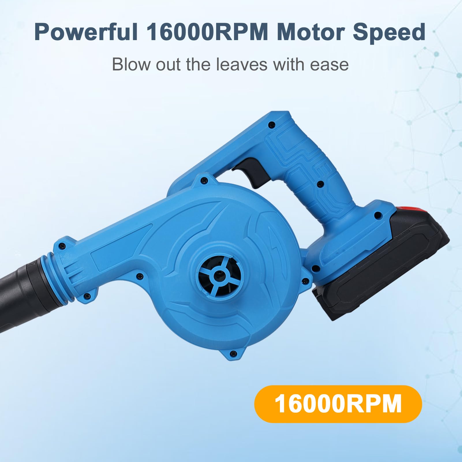 Soplador de Hojas eléctrico inalámbrico, batería de 20 V 2,0 Ah y Cargador, soplador de Hojas Ligero con batería de Velocidad Variable para Limpieza de Patios, Cuidado del césped, (Enchufe Europeo y