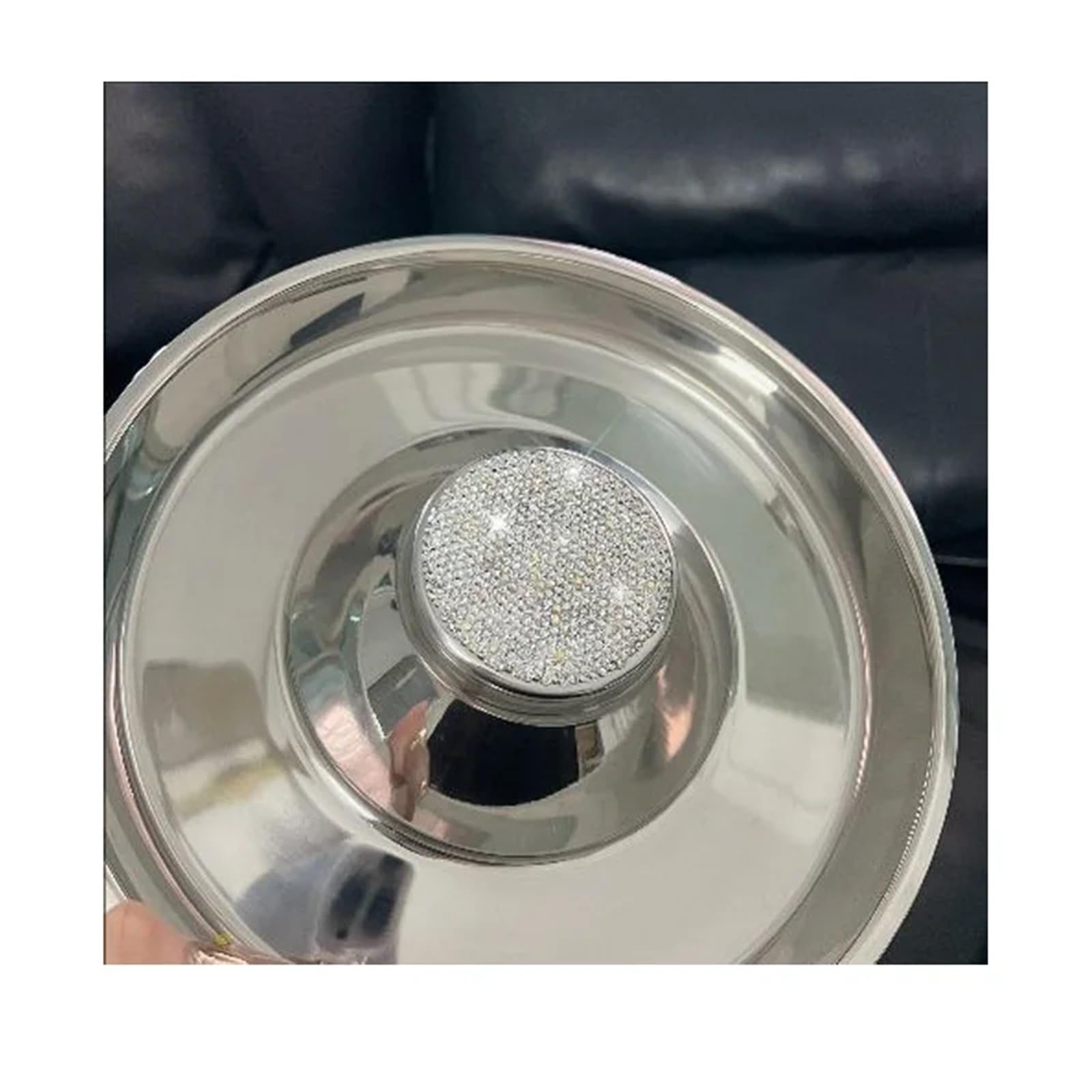 Futternapf aus Edelstahl mit Strasssteinen, funkelnder Futterspender | Edelstahleinsatz mit Kristallakzenten; rostfrei; rutschfester Ring; 16oz Fassungsvermögen.(C)