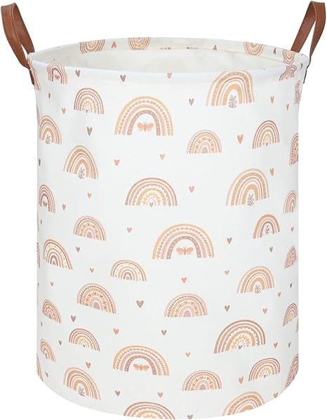 Boho Rainbow Laundry Hamper,Girls Laundry Hamper,Waterproof foldable canvas laundry basket,Baby Nursery Hamper,Gift Basket,Room Decor(Rainbow)