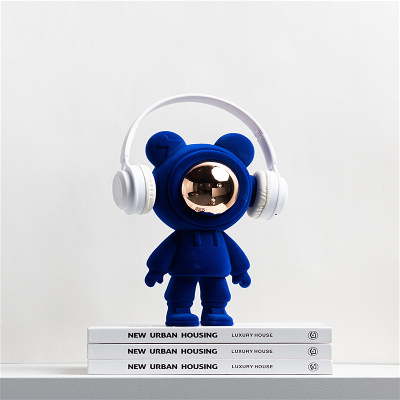 Statua astronauty urocze dekoracje imprezowe odpowiednie do centrów handlowych, salonu, biura, na biurko, regał na książki, dekoracja domu (niebieski)