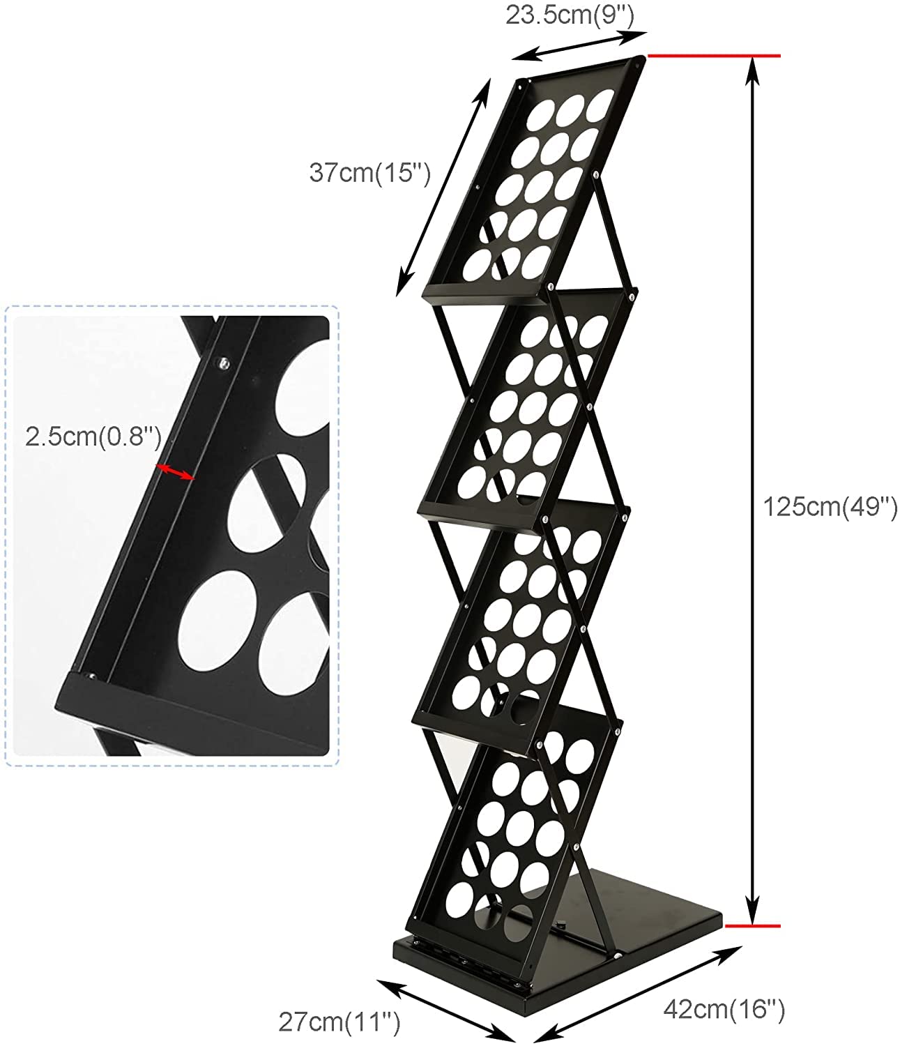 BGF A4 - Soporte plegable para folletos (metal, incluye bolsa de transporte), color negro