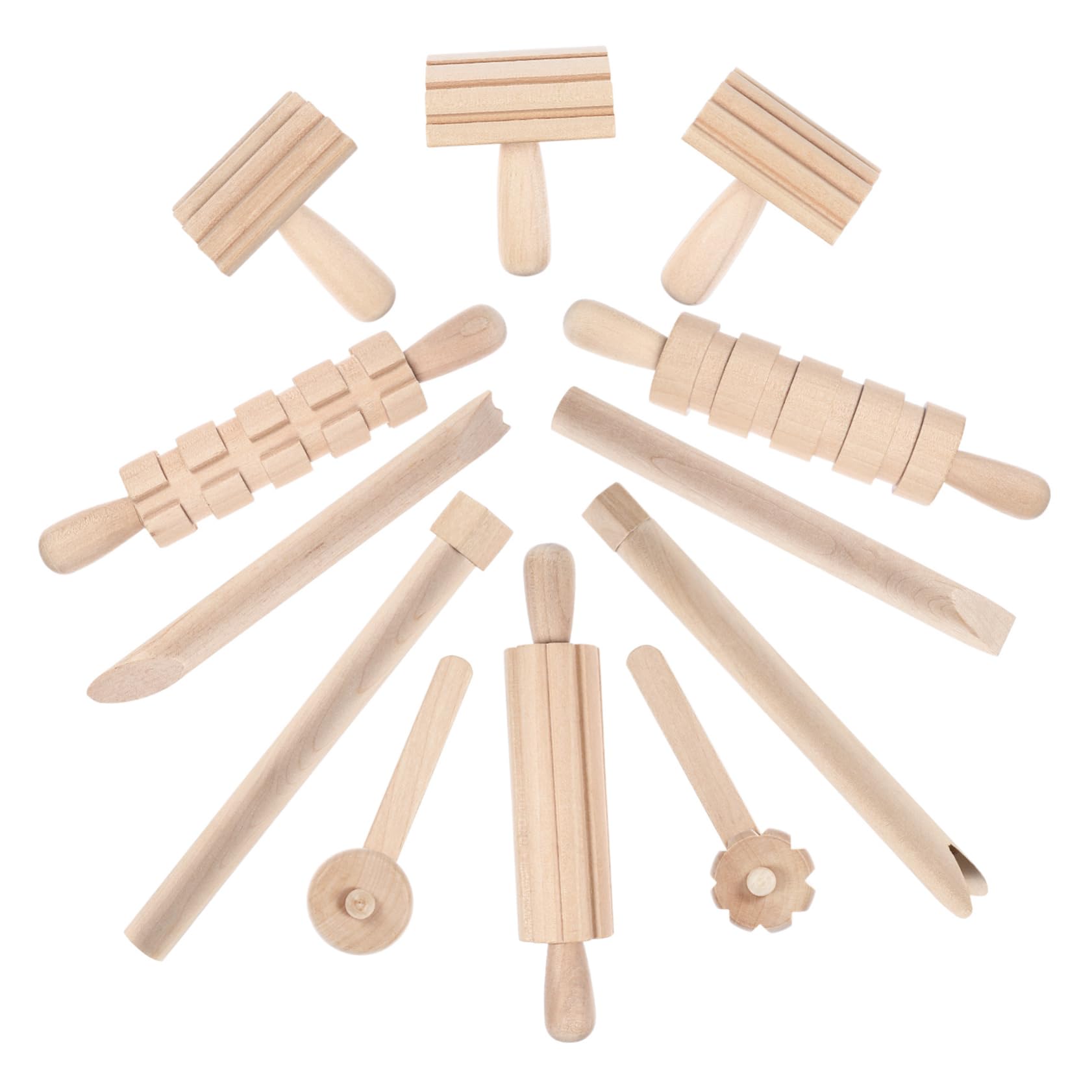 UKCOCO Strumento DIY in Legno per Argilla Ragazzo Ragazza, Set 1 Pezzo | Superficie Liscia senza Bave, Facile da Pulire, Sicuro per Uso Creativo, Colore Beige Naturale