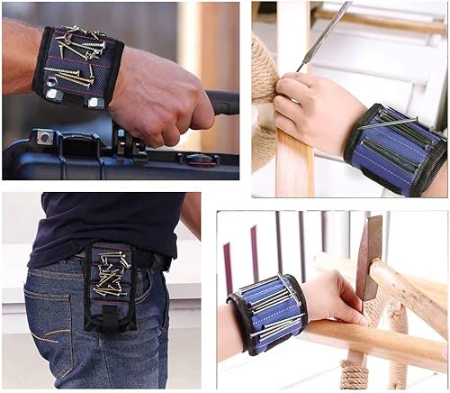 Miniatura 7 de Pulsera magnética con imanes fuertes, pulsera de herramientas para sostener tornillos, pernos de clavos, regalo de cumpleaños para hombres,