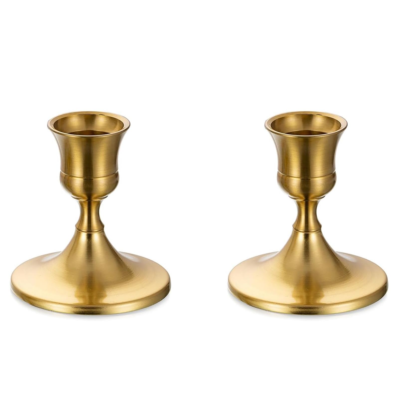 Romadedi Gold Candlestick Candle Holders for Taper, 2 PCS Gold Brass Color Candle Stick Candle Holder for Table Centerpiece, Wedding Reception,