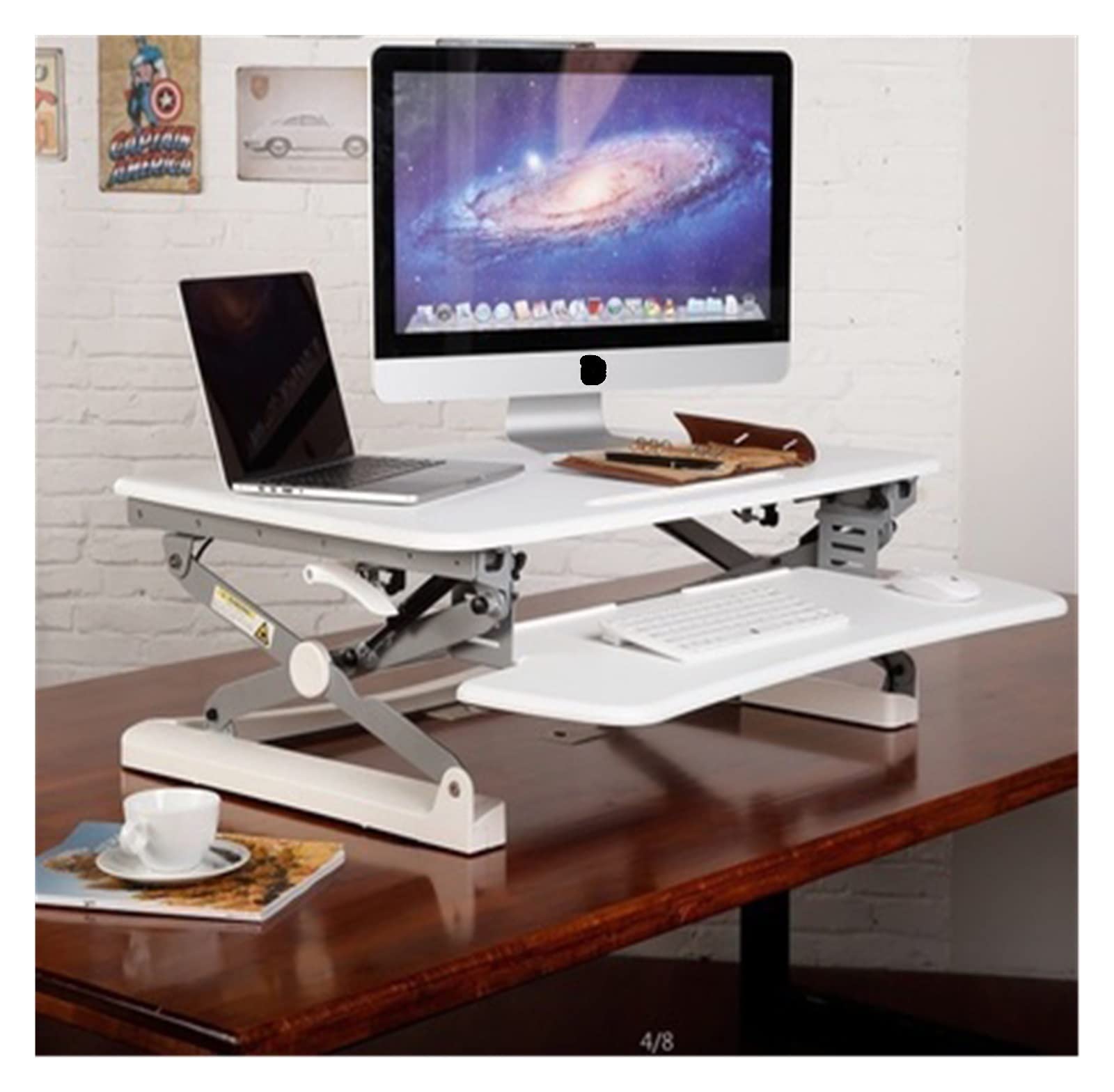 M1L EasyUp Height Adjustable Sit Stand Desk Riser Foldable Laptop Desk Notebook Monitor Holder Stand with Keyboard Tray