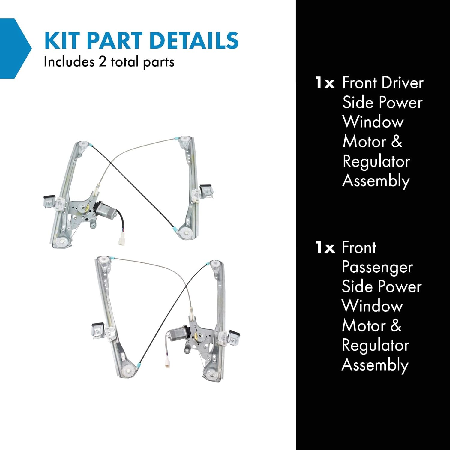 TRQ Front Window Regulator Kit Power Window Regulator & Motor Assembly Compatible with 2008-2010 Ford Focus
