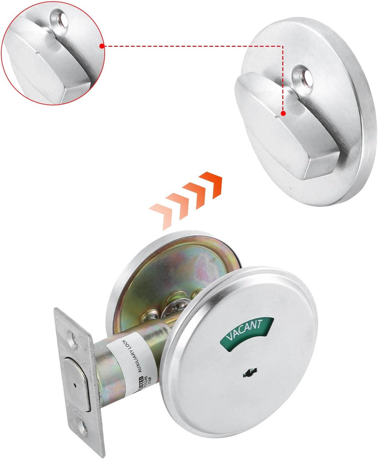 NEWBANG Grade 2 ADA Commercial Heavy Duty Privacy Deadbolt with Occupancy Indicator UL Listed and 3 Hour Fire Rated, Satin Chrome 26D, Left and Right Handed,MD-C2-Deadbolt-1P