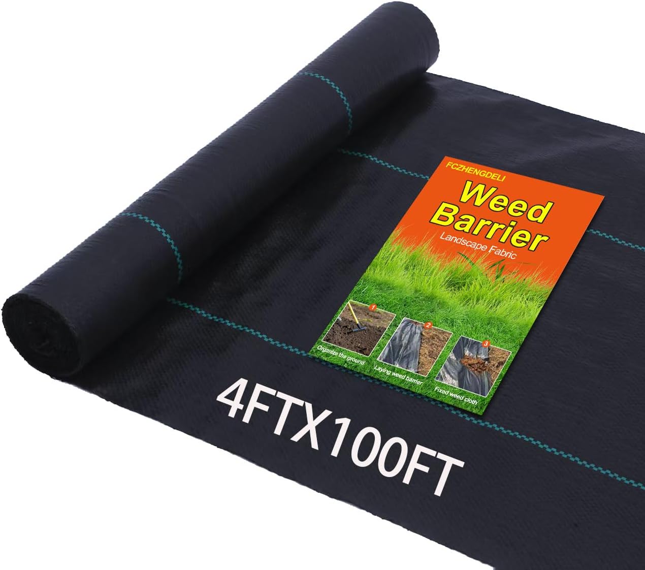 3.2oz Heavy Duty Woven Weed Barrier Fabric 4ft x 100ft, Black Landscape Fabric for Garden Weed Control