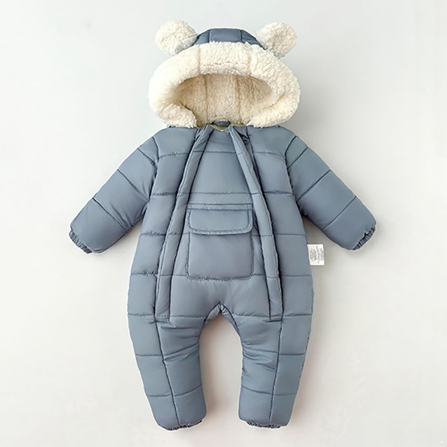 iiniim Baby Boys Girls Snowsuit Winter Clothes Suit Hooded Jumpsuit Double Zippers Footed Warm Coat Romper Blue 9-12 Months