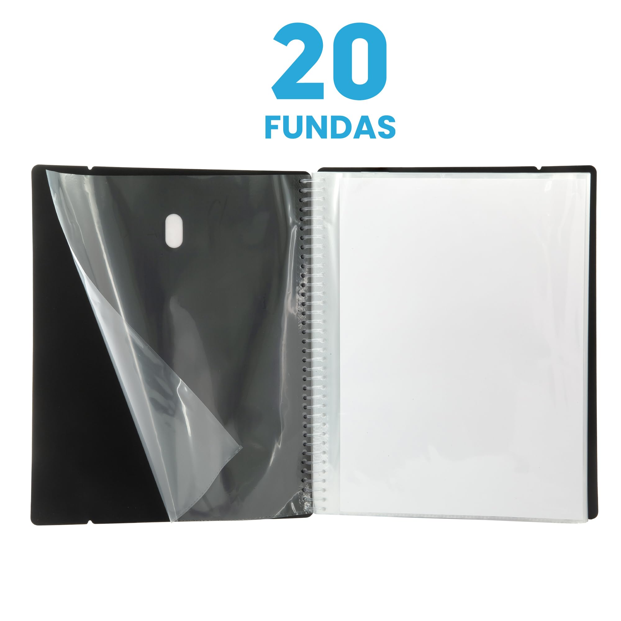 Starplast 182012na, Flexible Spiral Folder, File Folders, Book Folders with 20 Transparent Cases, Smooth, A4 Folder - Image 2