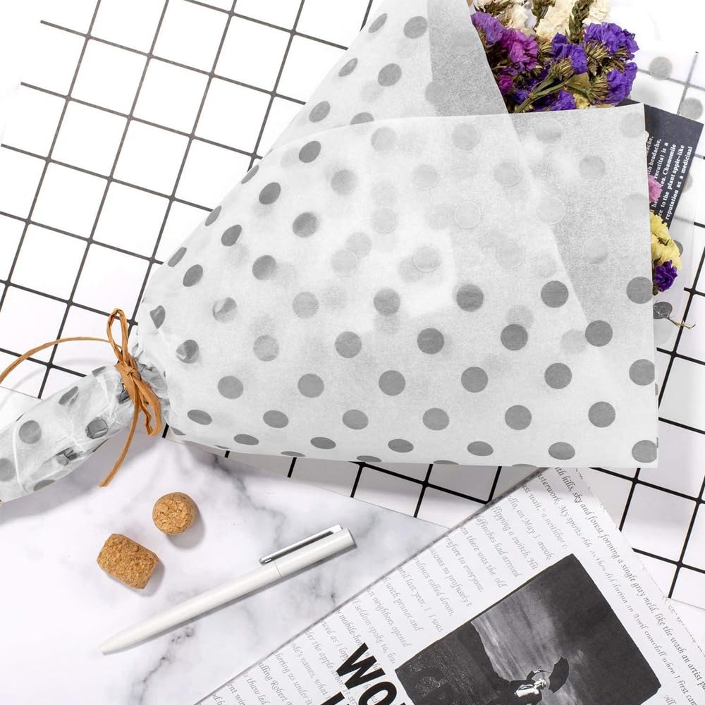 GOIYZTTR Seidenpapier Set 60 Blatt - Silber-Weiß Geschenkpapier Für DIY