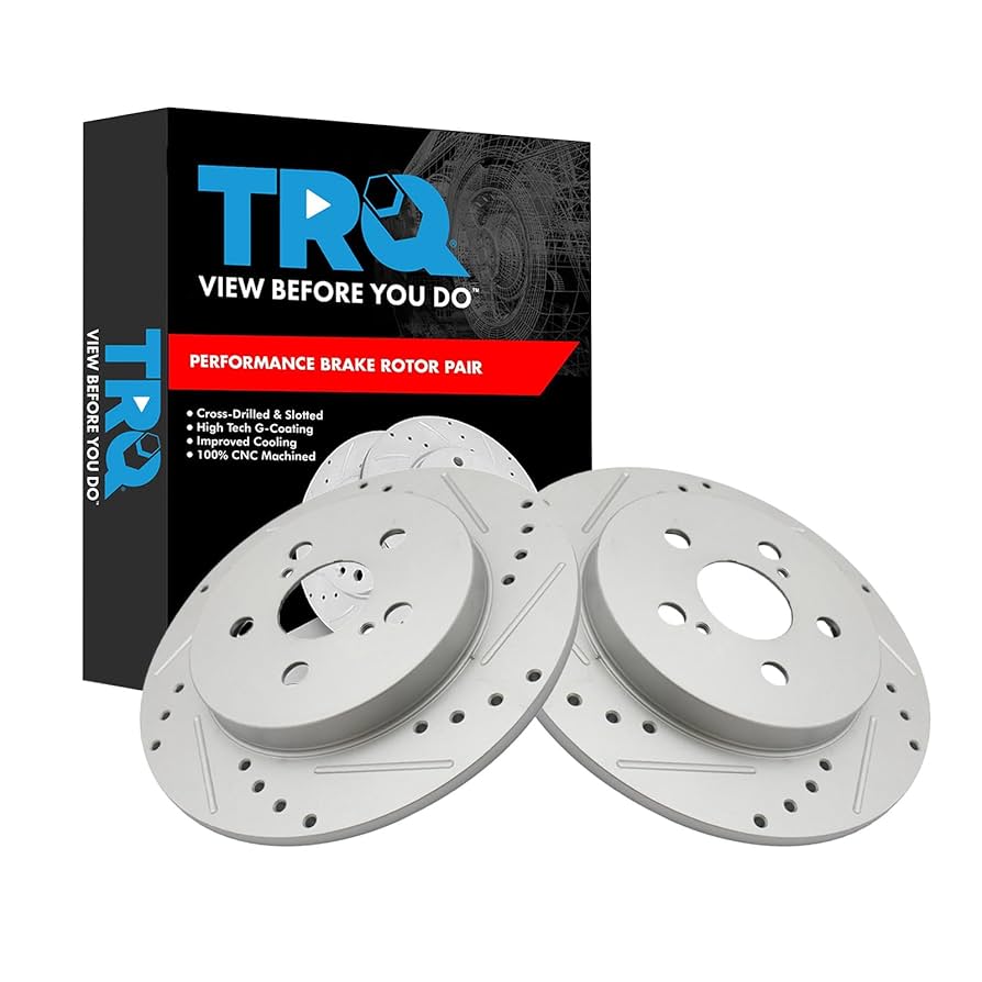Amazon.com: TRQ Rear Slotted Drilled Brake Rotor Pair Set