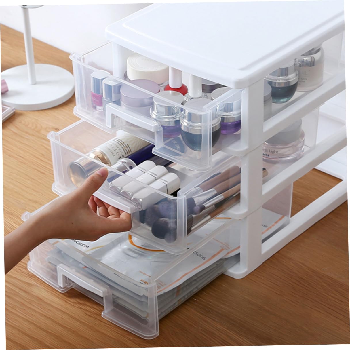 Alipis Cassettiera Plastica Trasparente Bianca Organizer Portatile per Ufficio e Casa Multiuso da Scrivania per Ordinare Oggetti Piccoli e Di Dimensioni Intermedie